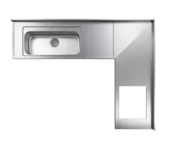 Mặt bàn bếp liền khối Inox chữ L SHIGERU