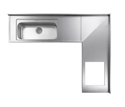 Mặt bàn bếp liền khối Inox chữ L SHIGERU
