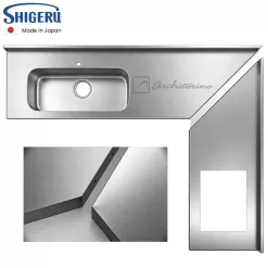 Mặt Bàn Liền Khối Shigeru Chữ L Inox SUS304 Made In Japan