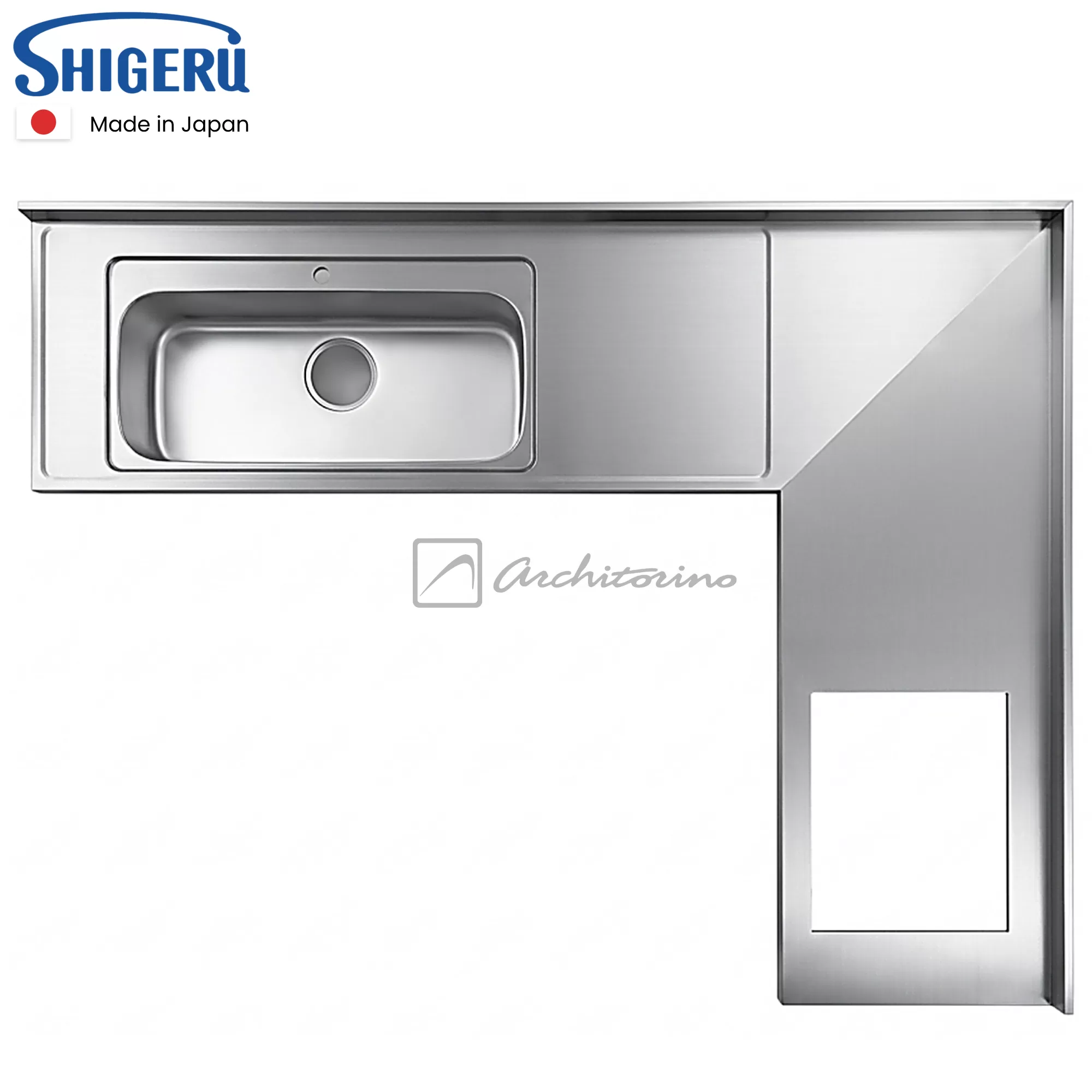 Mặt Bàn Liền Khối Shigeru Inox SUS304 Made In Japan